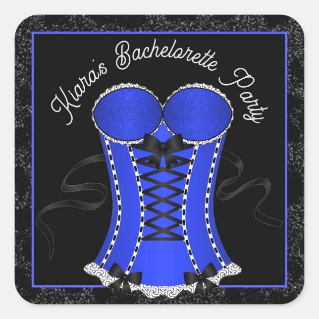 Kokett Blue Corset Quadratischer Aufkleber (Vorderseite)