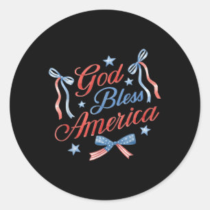 Kokette 4. Juli Gott segne Amerika Patriotisches C Runder Aufkleber