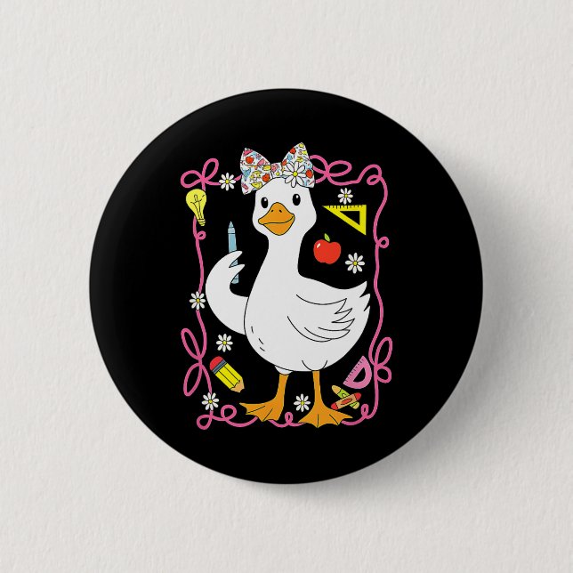 Kokette alberne Gans Lehrerin Retro Preppy Zurück  Button (Vorderseite)