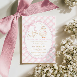 Kokette Alberne Gans Rosa Schleife Mädchen Baby Sh Einladung