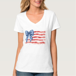 Kokette amerikanische Flagge Schleife Patriotisch  T-Shirt