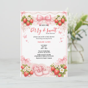 Kokette Beere Süße Erdbeere Baby Shower Rosa Einladung