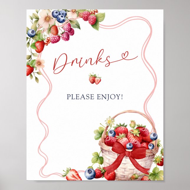 Kokette Beeren Verliebte Getränke Party Schild (Vorne)