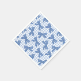 Kokette blaue Gingham und Schleifen Serviette