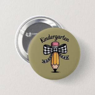 Kokette Bleistift-Schleife Kindergarten-Lehrerin S Button