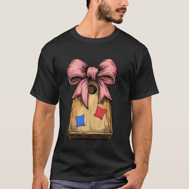 Kokette Bogen Cornhole Board Bohnenbeutel Mutterta T-Shirt (Vorderseite)