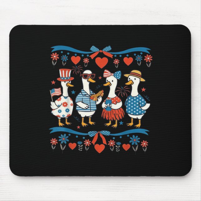 Kokette Bogen Gans Patriotisch 4. Juli Frauen Mousepad (Vorne)