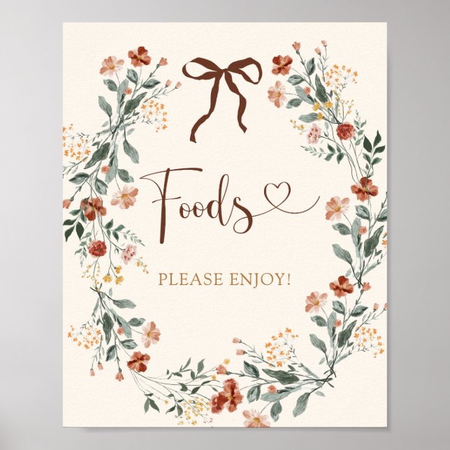 Kokette Bogen Herbst Wildblumen Brautparty Poster (Vorne)