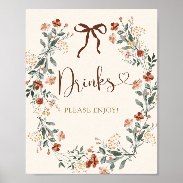 Kokette Bogen Herbst Wildblumen Brautparty Poster (Vorne)