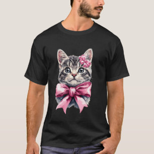 Kokette Bogen Tabby-Katzen-Mama Graue Katze Fell R T-Shirt
