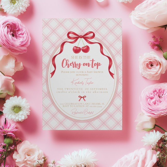 Kokette Cherry Baby Shower Einladung (Von Creator hochgeladen)