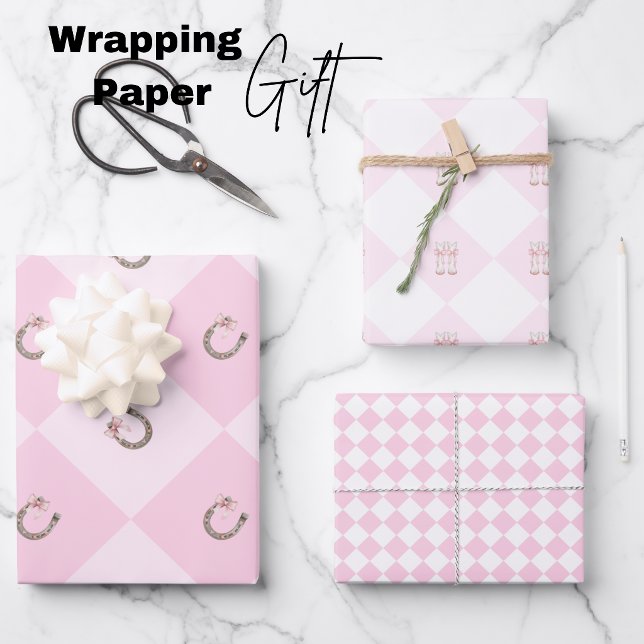 Kokette Cowgirl Rosa Western Geschenkpapier Set (Coquette Cowgirl Pink Western Wrapping Paper)