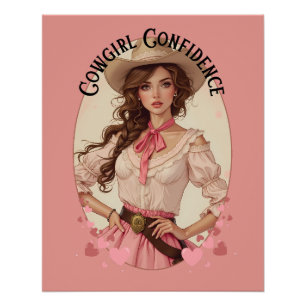 Kokette Cowgirl-Westernmode-Porträt Poster