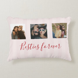 Kokette Custom Besties Fotos Collage Rosa Streifen Dekokissen
