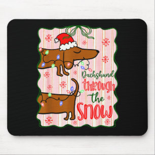 Kokette Dachshund Durch Den Schnee, Retro Weihnach Mousepad
