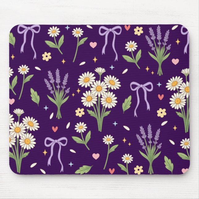 Kokette Daisy und Lavendel Mousepad (Vorne)