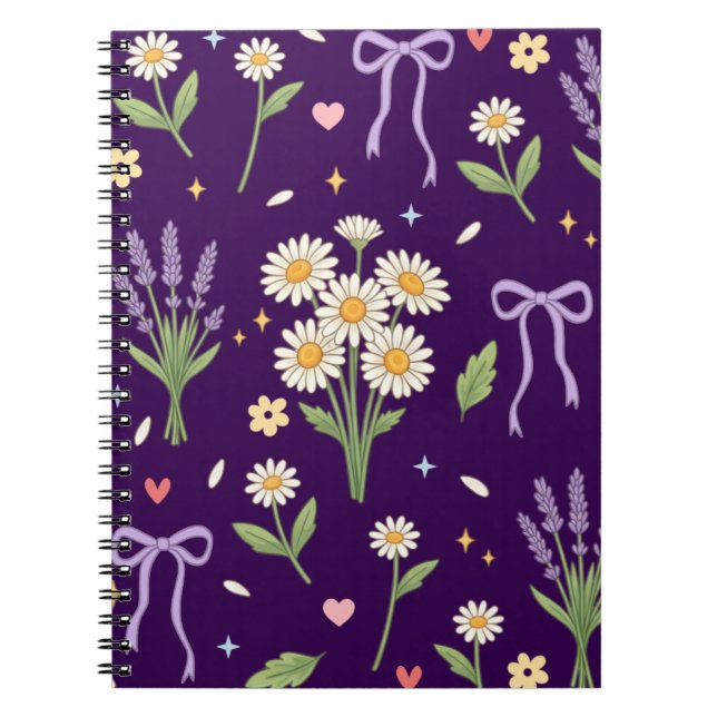 Kokette Daisy und Lavendel Notizblock (Vorderseite)