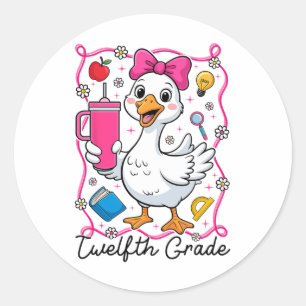 Kokette dumme Gans 12. Klasse Mädchen 1. Tag O Runder Aufkleber