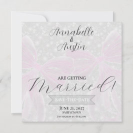 Kokette durchsichtige rosa Schleifen Flach Save Th The Date