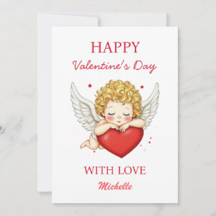 Kokette Engel Cherub Herz Frohen Valentinstag Feiertagskarte