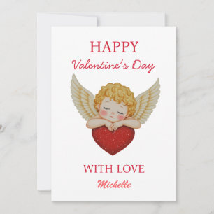 Kokette Engelsfigur Herz Frohen Valentinstag Feiertagskarte