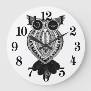 Kokette Eulen-große runde Uhr