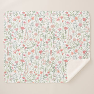 Kokette feminine rosa Wildblumenwiese Sherpadecke