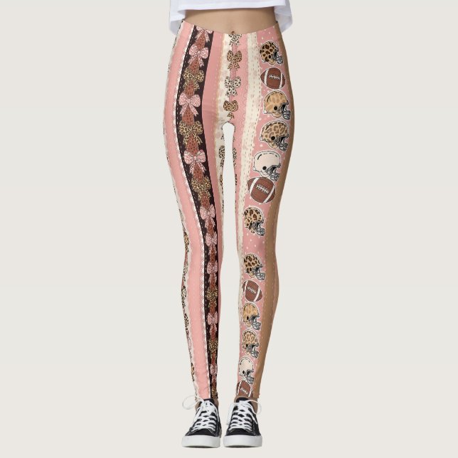 Kokette Fußball-Schleife Leopard-Muster (1) Leggings (Vorderseite)