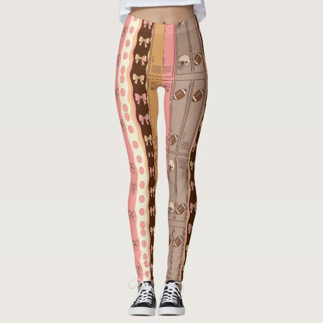 Kokette Fußball-Schleife Leopard-Muster (7) Leggings (Vorderseite)