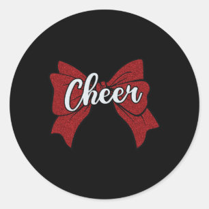 Kokette Jubelschleife Rot Lustig Sport Cheerleader Runder Aufkleber