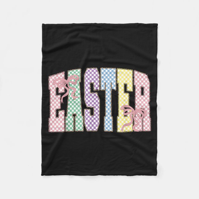 Kokette karierte Ostertag Frühhling Ostern Pastell Fleecedecke (Vorderseite)