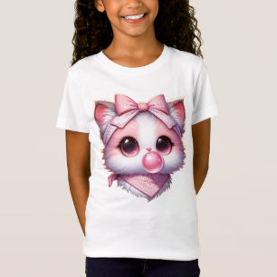 Kokette Katze rosa Schleife Bandana Bubble Gum T-Shirt