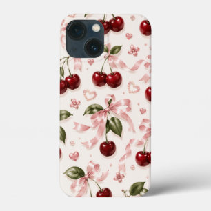 Kokette Kirsche & Rosa Satin-Schleife Nahtloses Mu Case-Mate iPhone Hülle