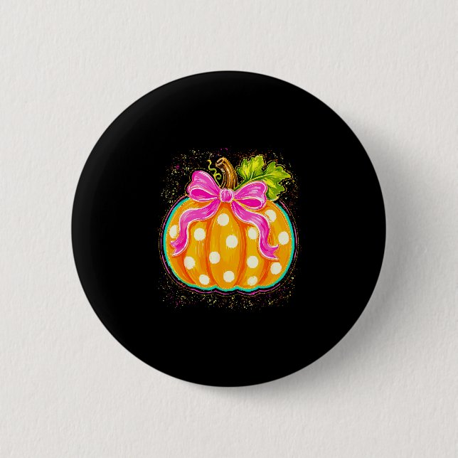 Kokette Kürbis Herbst Herbstsaison Erntedankfest Button (Vorderseite)