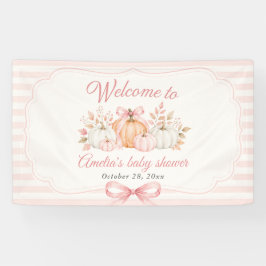 Kokette Kürbis-Rosa-Schleife-Baby-Party Banner