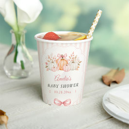 Kokette Kürbis-Rosa-Schleife-Baby-Party Pappbecher