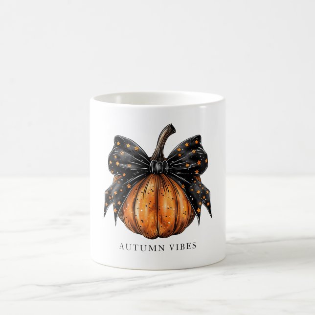 Kokette Kürbisse Mit Schleife Herbst Kaffeetasse (Mittel)