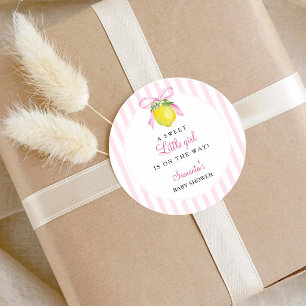 Kokette Lemon Pink Babyparty Runder Aufkleber