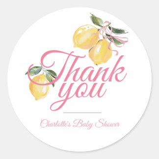 Kokette Lemon Pink Babyparty Runder Aufkleber