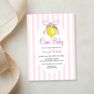 Kokette Lemon Pink Ciao Babyparty Einladung
