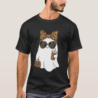 Kokette Leopard Geist Kaffee Boo Halloween Boujee T-Shirt