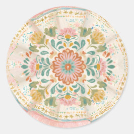 Kokette Mexican Talavera Runder Aufkleber