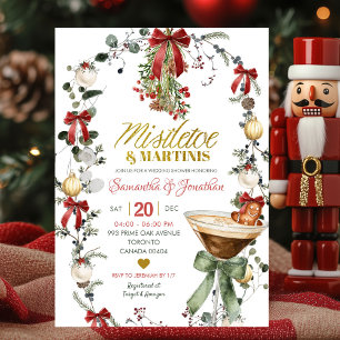 Kokette Mistelzweig- und Martini-Brautabschiedspar Einladung