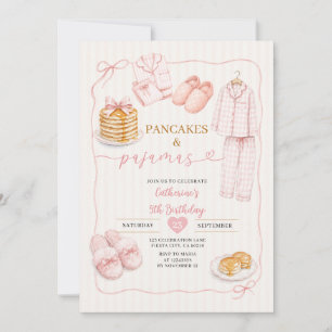 Kokette Pfannkuchen und Pyjama Mädchen Geburtstag Einladung