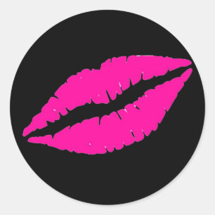 Kokette Pink-Lipstick-Aufkleber Runder Aufkleber