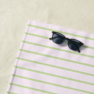 Kokette Preppy-Chic-Pastellgrün- und Rosa-Streifen Strandtuch