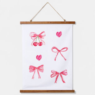 Kokette Preppy Rosa Schleife Baby Mädchen Kinder W Wandteppich Mit Holzrahmen