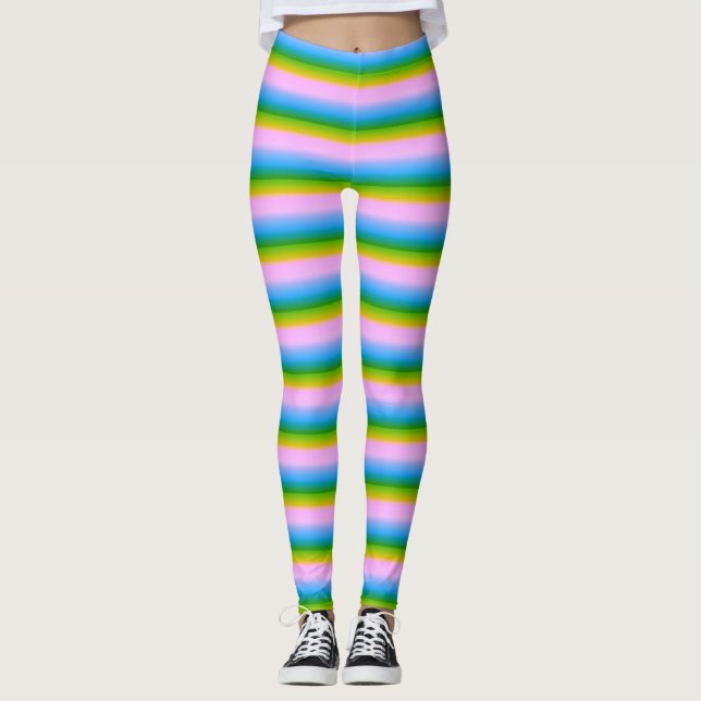 Kokette Regenbogenstreifen Leggings (Vorderseite)