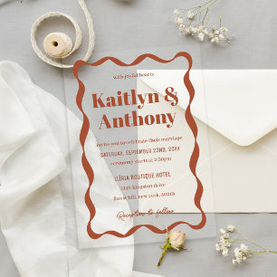 Kokette Retro-Hochzeit mit Band Acryleinladungen