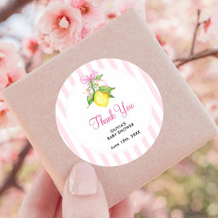 Kokette rosa Baby-Party Dankeschön Runder Aufkleber